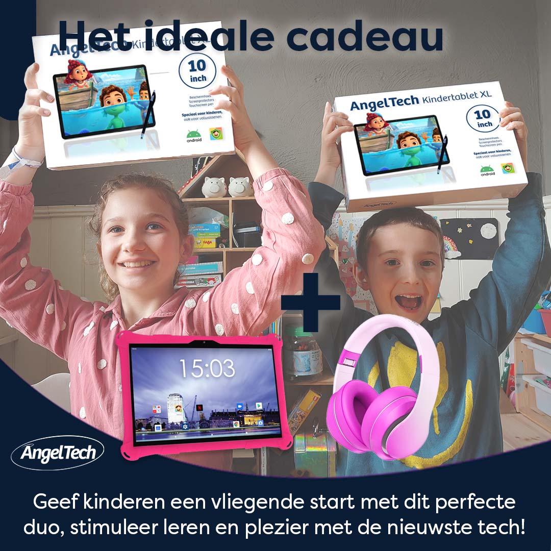 AngelTech Kinderpakket XL - Kindertablet + Kinderkoptelefoon
